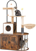 HOOBRO Cat Tree with Litter Box Enclosure - All-in-One Cat Tower