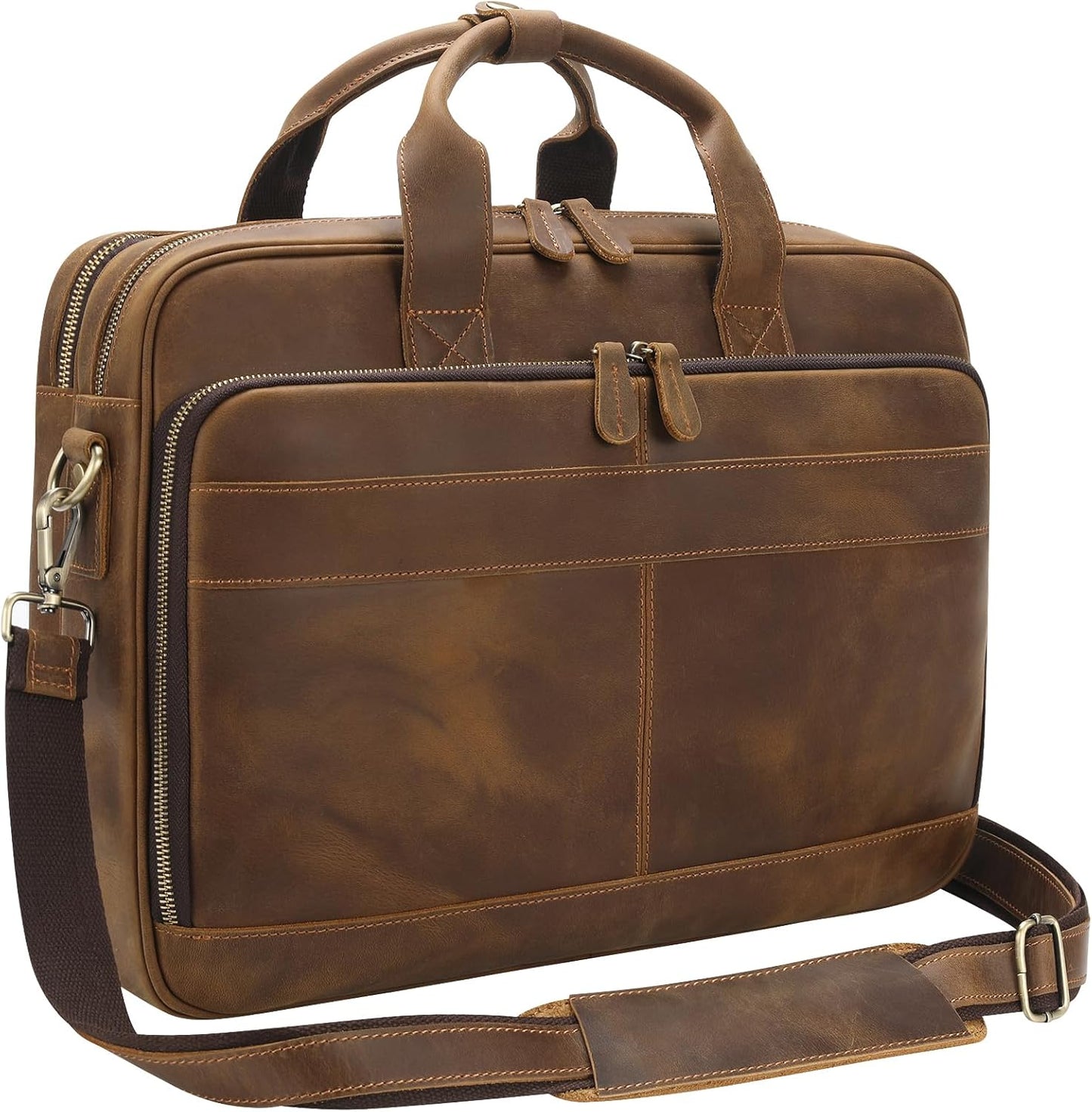 Jack&Chris Full Grain Leather Briefcase for Men - Stylish & Durable