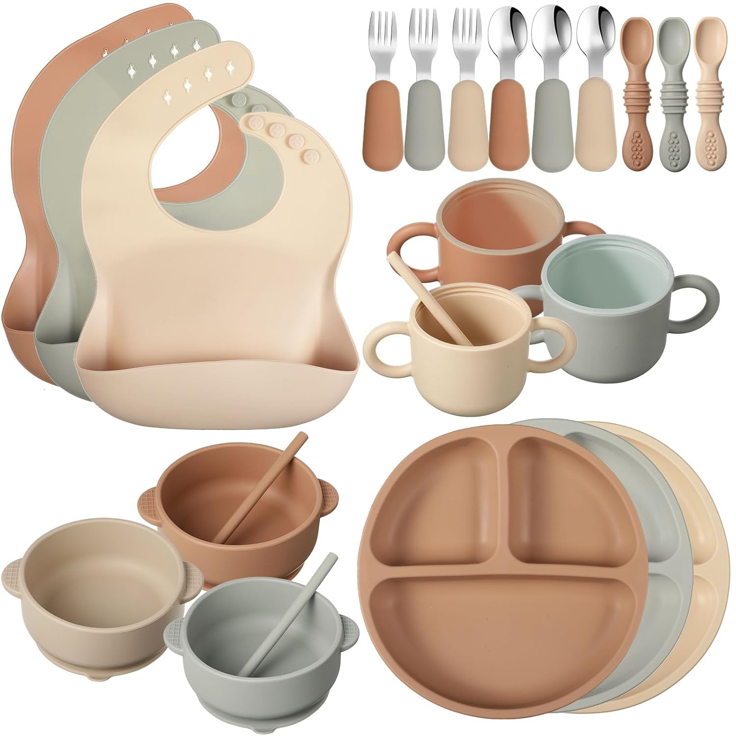 24 Pack Silicone Baby Feeding Set for Easy Self Feeding Fun