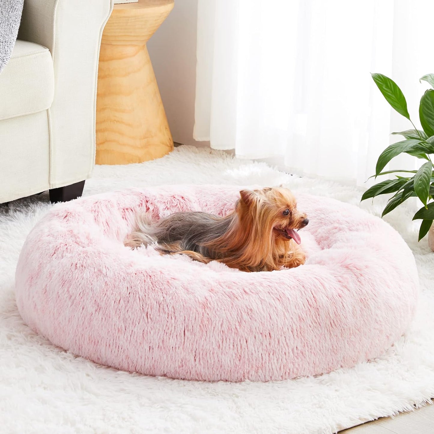 Calming Dog Bed Cat Bed Donut for Deep Restful Sleep