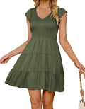 ZESICA Women's Summer Casual V Neck Flutter Sleeve Mini Dress