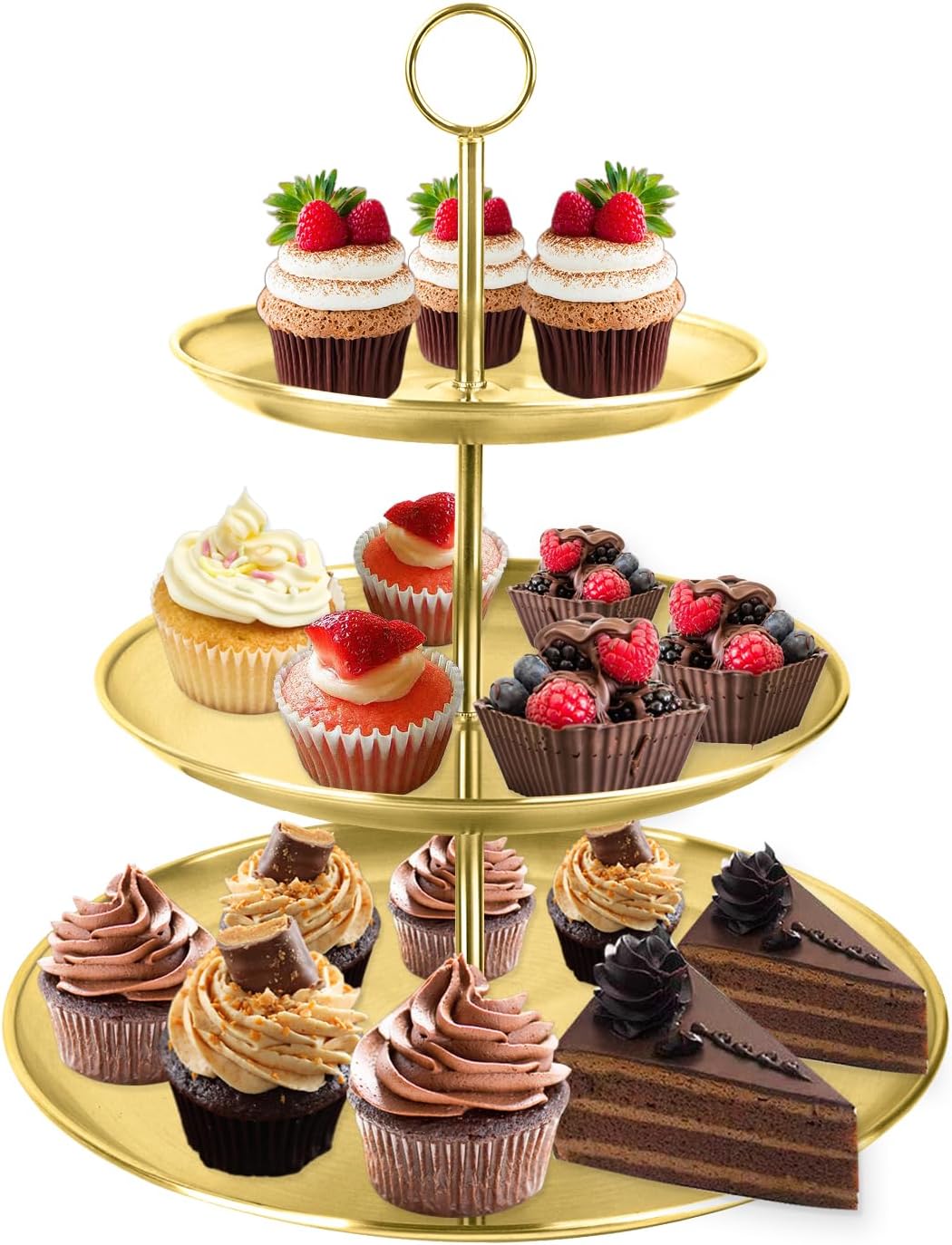 3 Tier Gold Cupcake Stand for Parties and Weddings Events