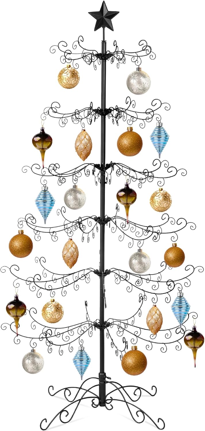 Wrought Iron Ornament Display Christmas Tree for Year-Round Use