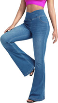 BlueRose Flare Jean Leggings for Women - Crossover High Waist Bootcut