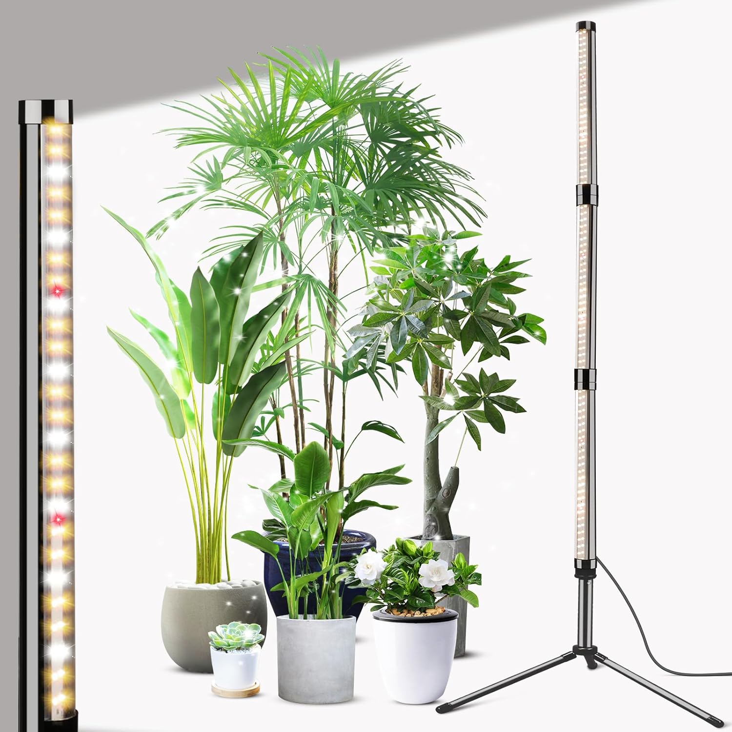 Grow Lights for Indoor Plants with Adjustable Height and Timer