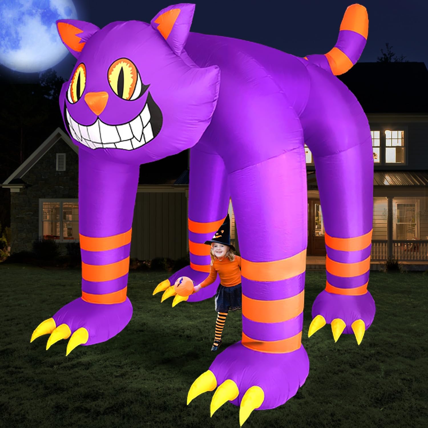 10FT Halloween Inflatable Purple Cat Archway for Spooky Decor