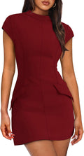 Stylish Women's Bodycon Mini Dress with Mock Neck by OFEEFAN