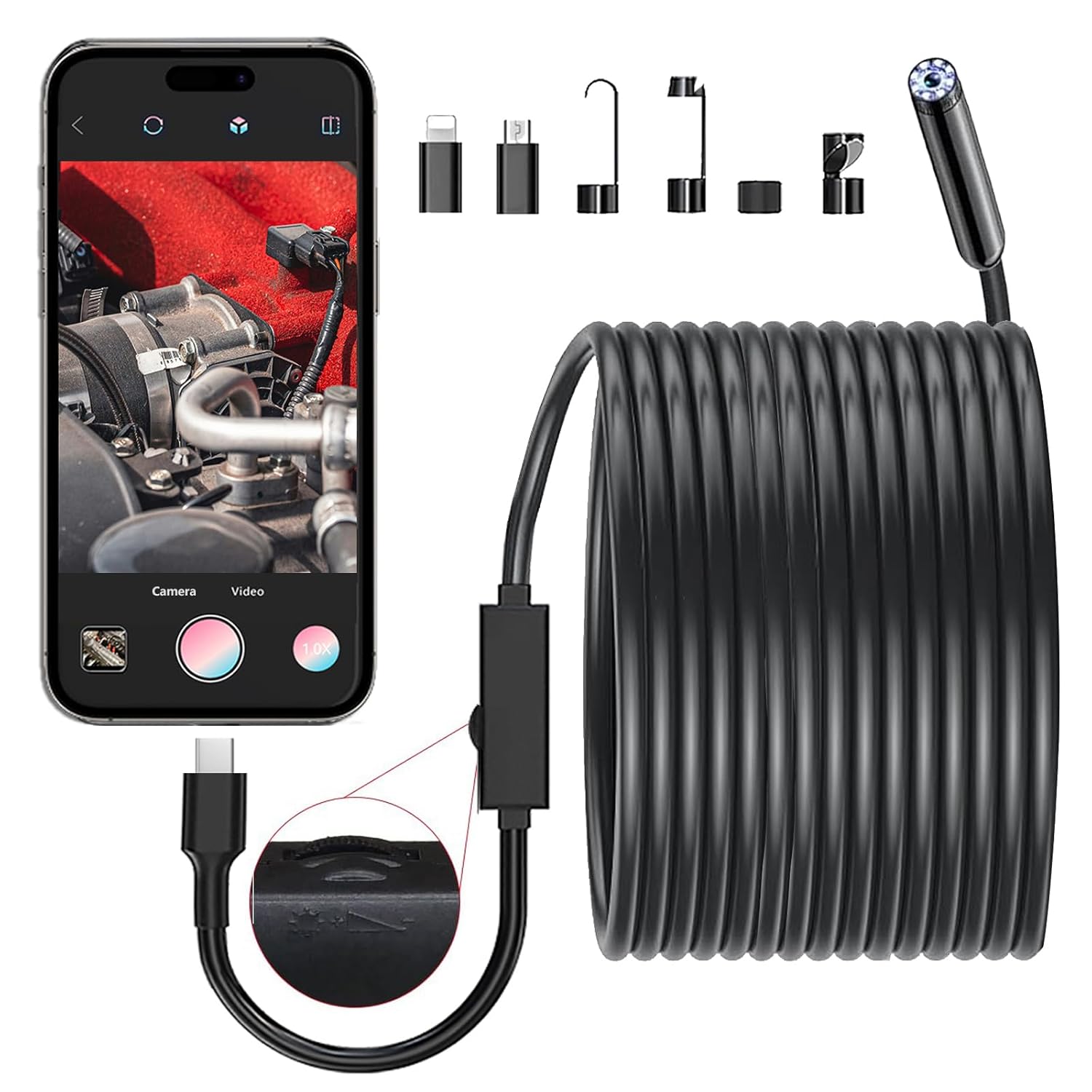 1920P HD JSE Endoscope - Waterproof, Semi-Rigid Cable