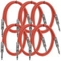 Seismic Audio 3-ft TS Guitar Patch Cables 6-Pack - Color Coded Value