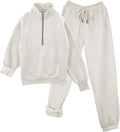 Womens Fleece Lined 2 Piece Sweat Set - Half Zip Pullover & Joggers