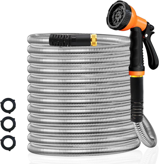 Garden Hose 50FT Stainless Steel Water Hose with 10 Functions