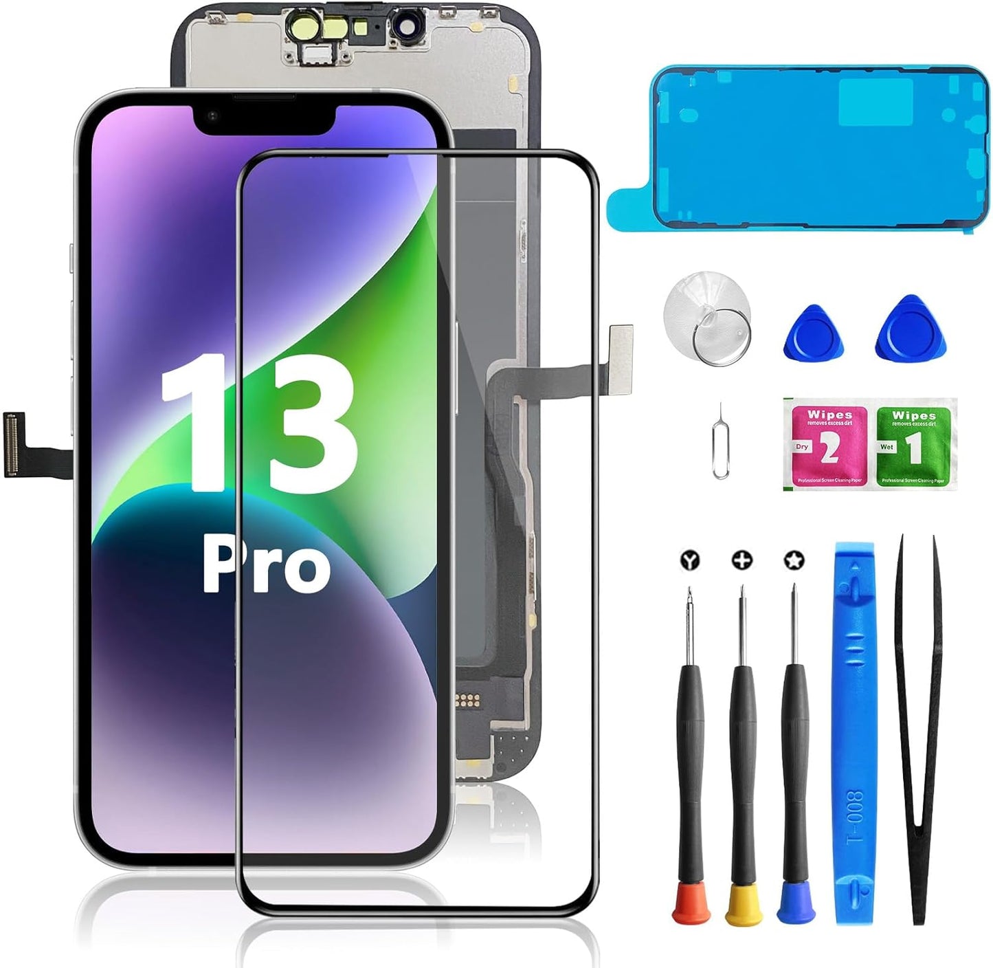 iPhone 13 Pro Screen Replacement with Repair Tools and Adhesive