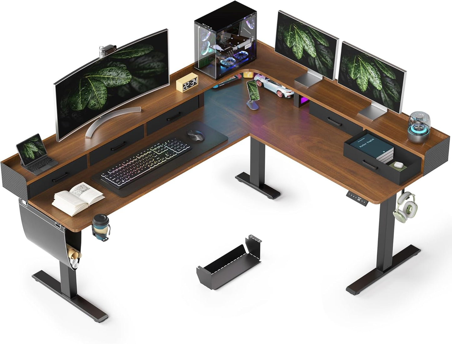 75 Inches Height Adjustable L Shaped Standing Desk for Home Office