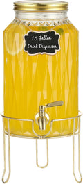 1.5 Gallon Glass Drink Dispenser with Stand - Elegant Party Server