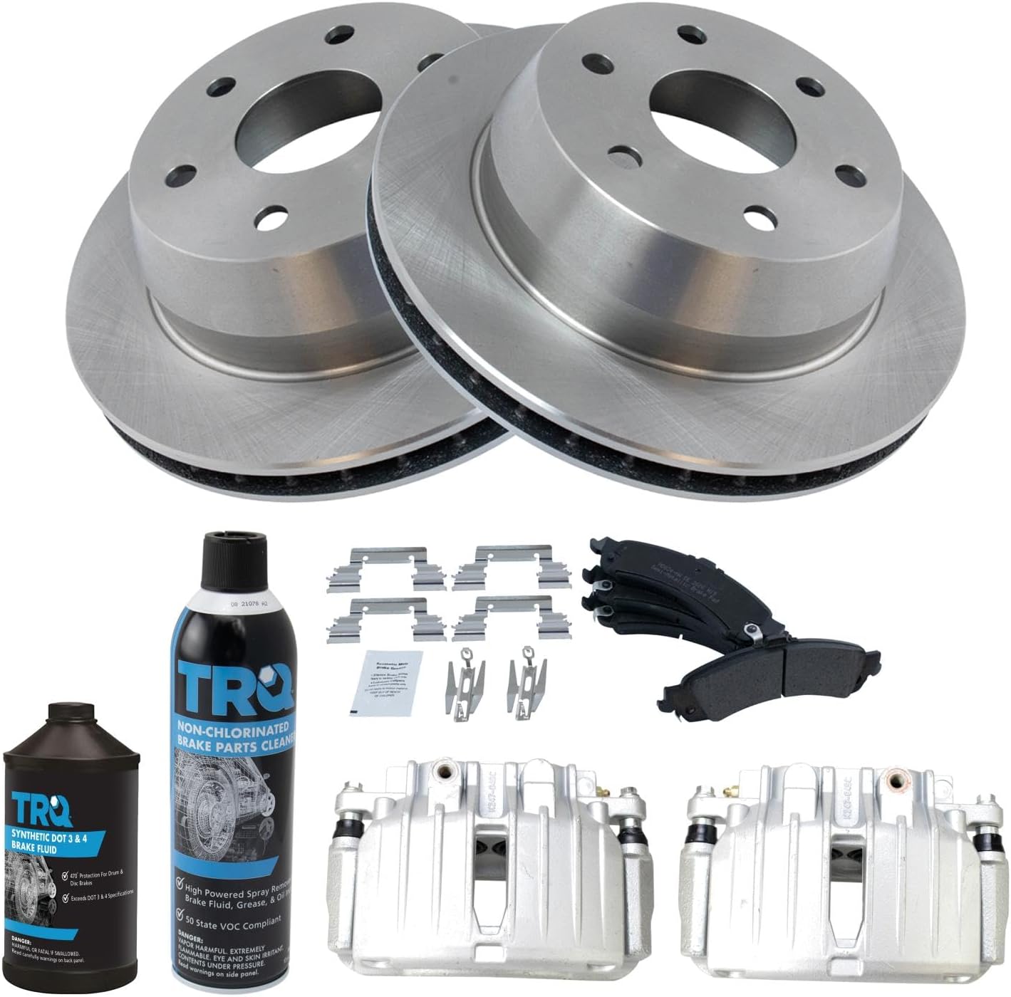 TRQ Rear Brake Pad & Rotor Kit for Cadillac and Chevrolet Vehicles