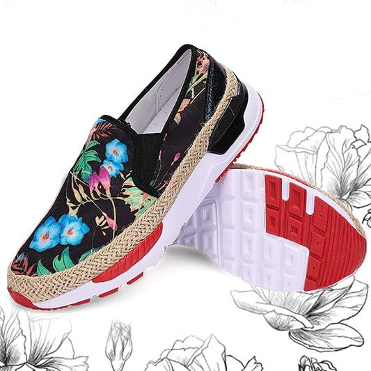 UUBARIS Women's Embroidered Floral Loafers for Casual Wear