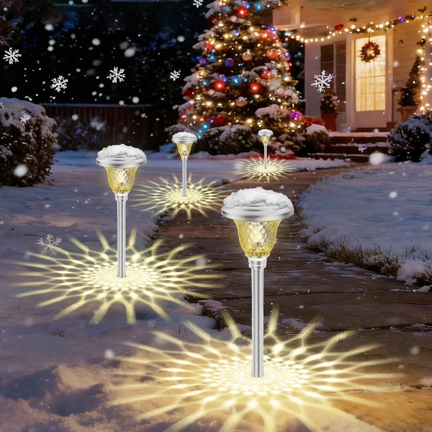 BEAU JARDIN 8 Pack Solar Pathway Lights for Outdoor Use