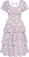 Square Neck Tiered Ruffle Midi Dress - Flattering A-line Summer Dress