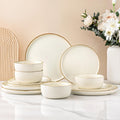 AmorArc Dinnerware Set 12 Pieces Stoneware - Handpainted Speckled