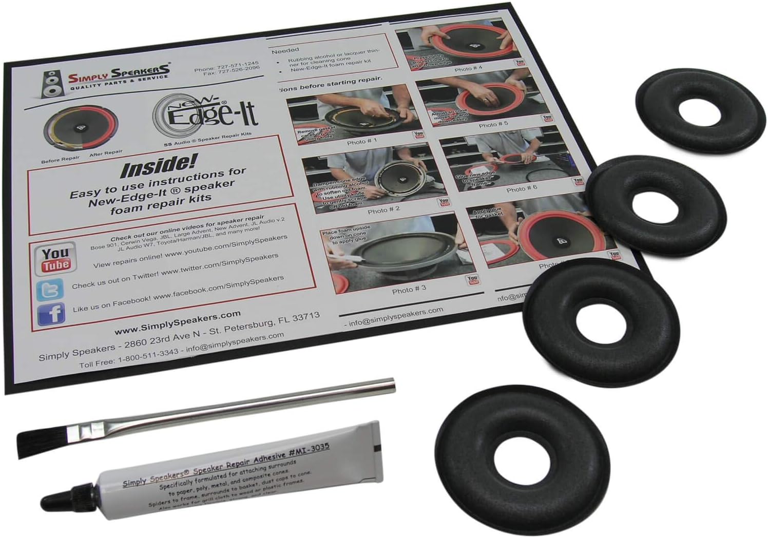 KEF Center Donut Foam 4-Pack Speaker Repair Kit for Quality Sound