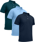 3 Pack Mens Polo Shirts for Men - Moisture Wicking Performance Fit