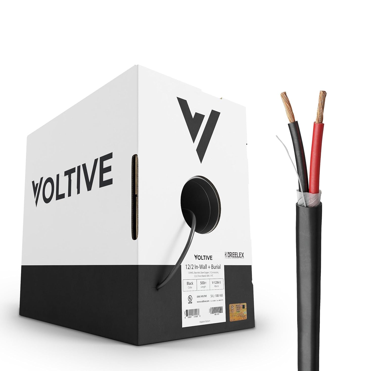 Voltive 12/2 Speaker Wire - Premium 12 AWG Oxygen-Free Copper