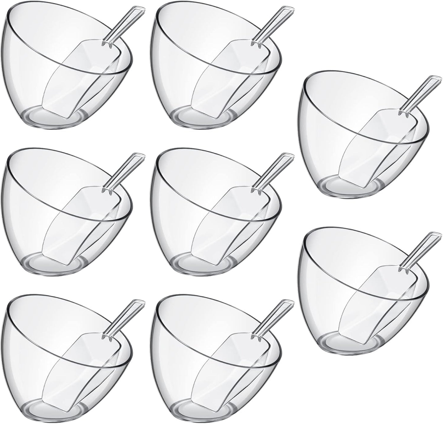 16 Pcs Serving Bowls Kit with Clear Plastic Bowls and Scoops