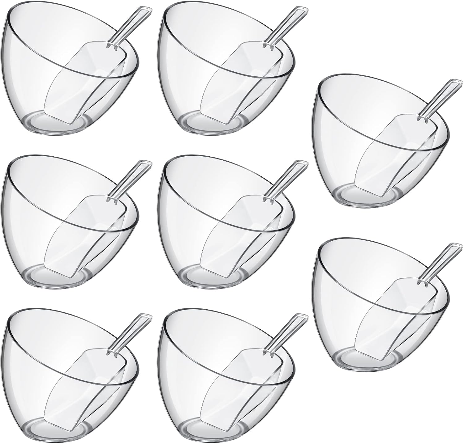 16 Pcs Serving Bowls Kit with Clear Plastic Bowls and Scoops