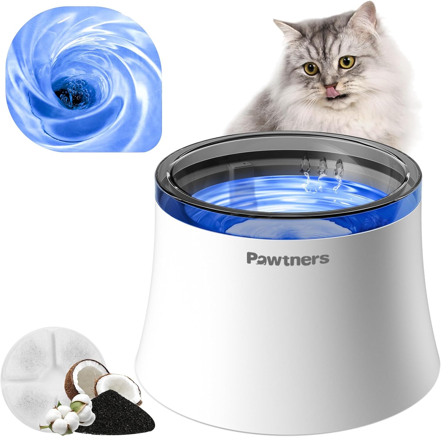 Cat Water Fountain with Vortex Filtration for Large Cats
