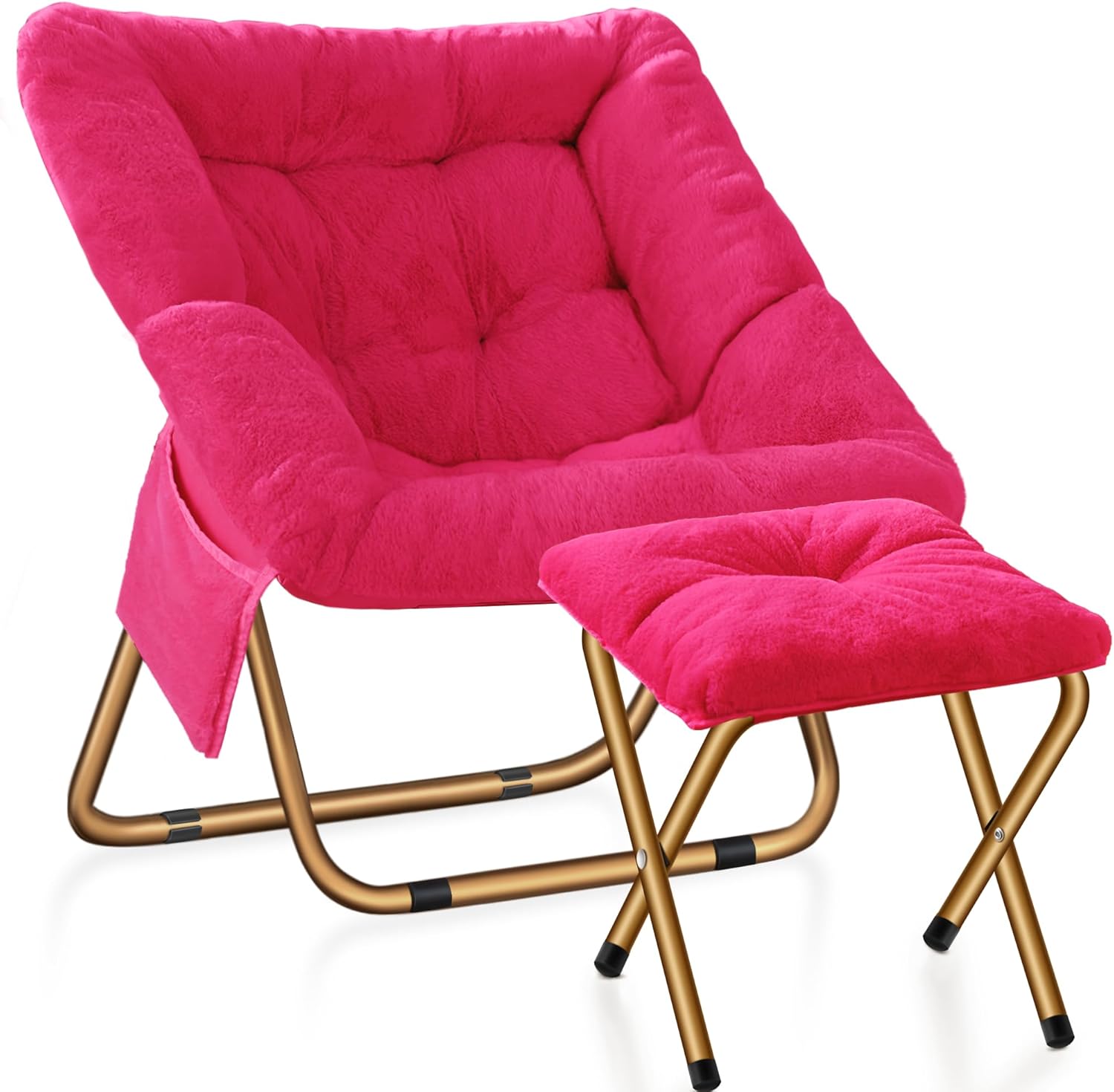 Comfy Saucer Chair for Living Room, Soft Faux Fur Lounge Chair