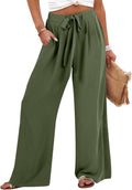 Wide Leg Palazzo Pants Women High Waist Flowy Trousers - Comfortable