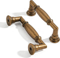 3-1/2 in Hole Center Vintage Antique Brass Cabinet Pulls - Solid Heavy