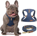 No Pull Small Dog Harness Denim Blue S - Soft Adjustable Vest
