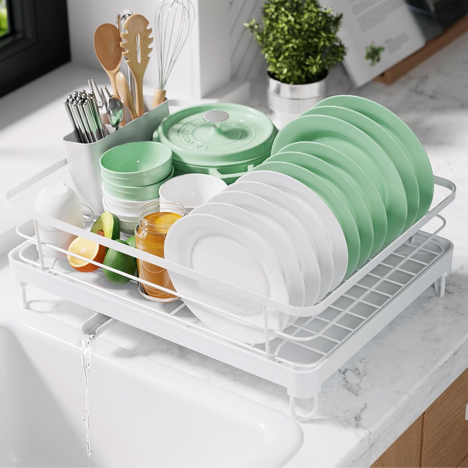 Kitsure Dish Drying Rack for Kitchen Counter, Compact & Stylish