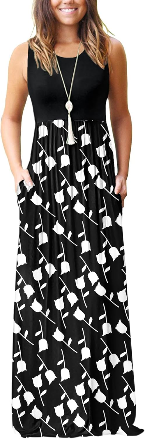 MOLERANI Women's Casual Long Maxi Dresses with Pockets for Summer