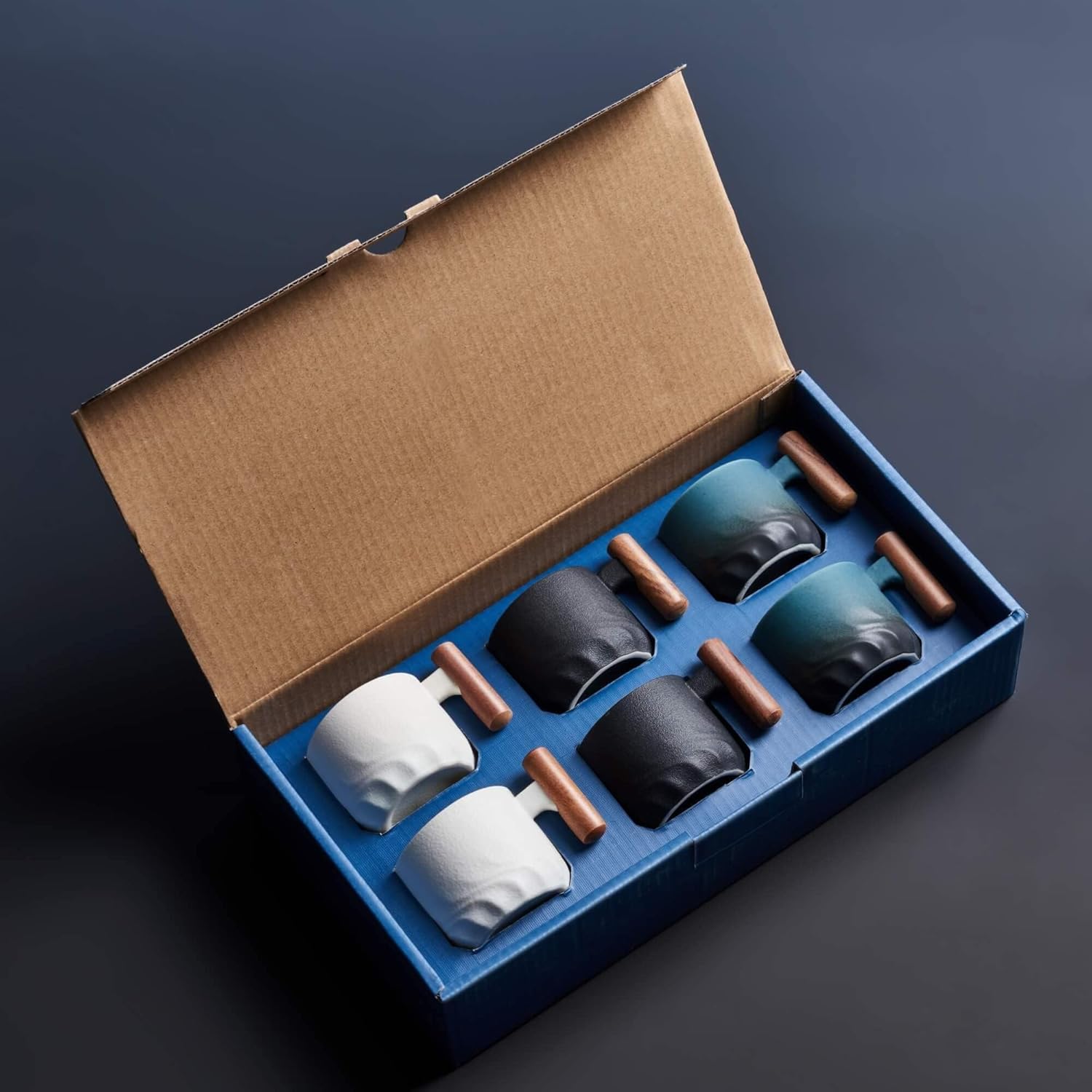 Ceramic Espresso Cups with Wooden Handle for Coffee Lovers