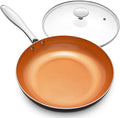 MICHELANGELO 12 in Frying Pan with Lid - Nonstick Copper Ceramic
