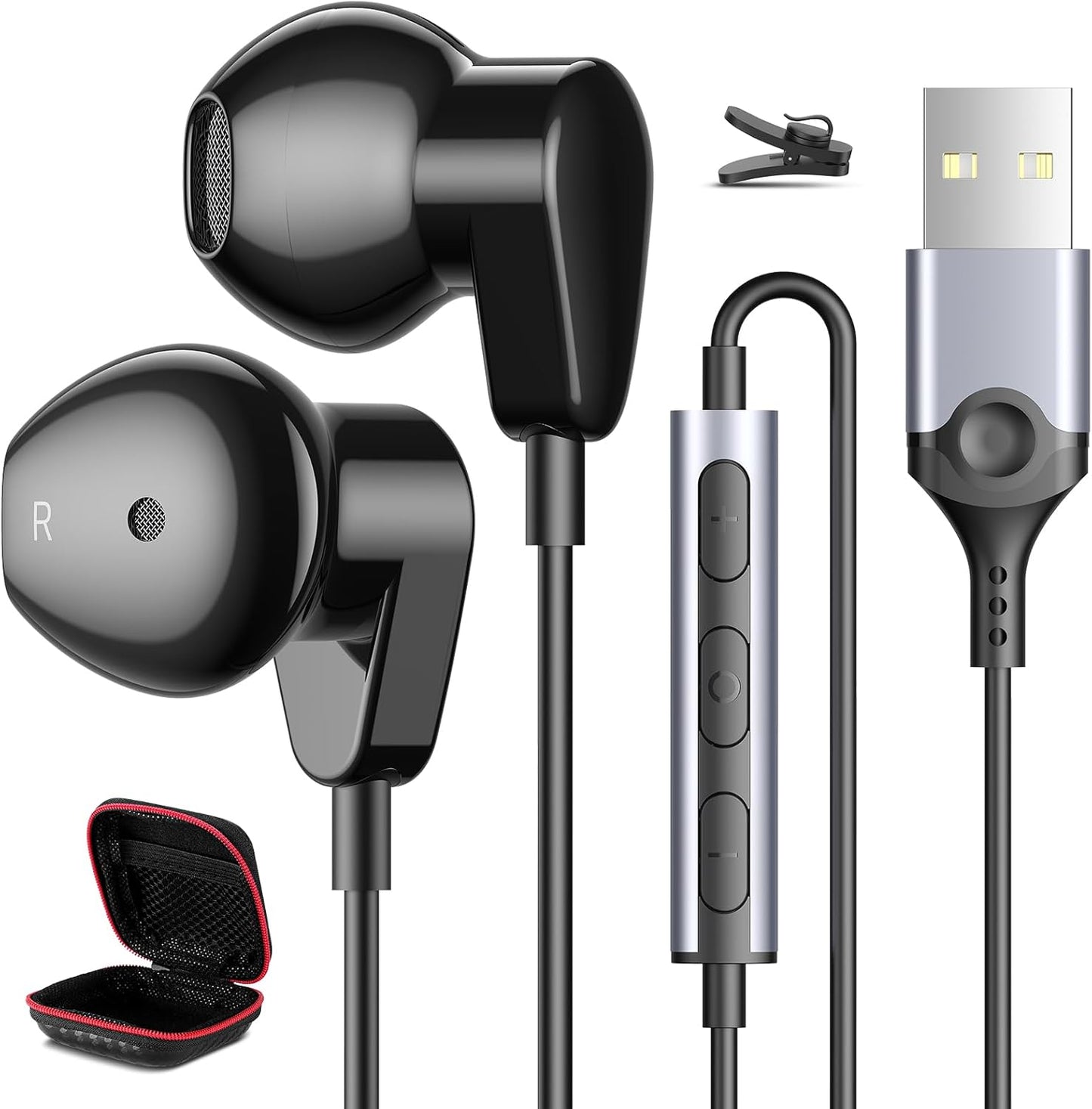 Lightweight Noise-Canceling USB Headphones with Mic for PC - HGCXING