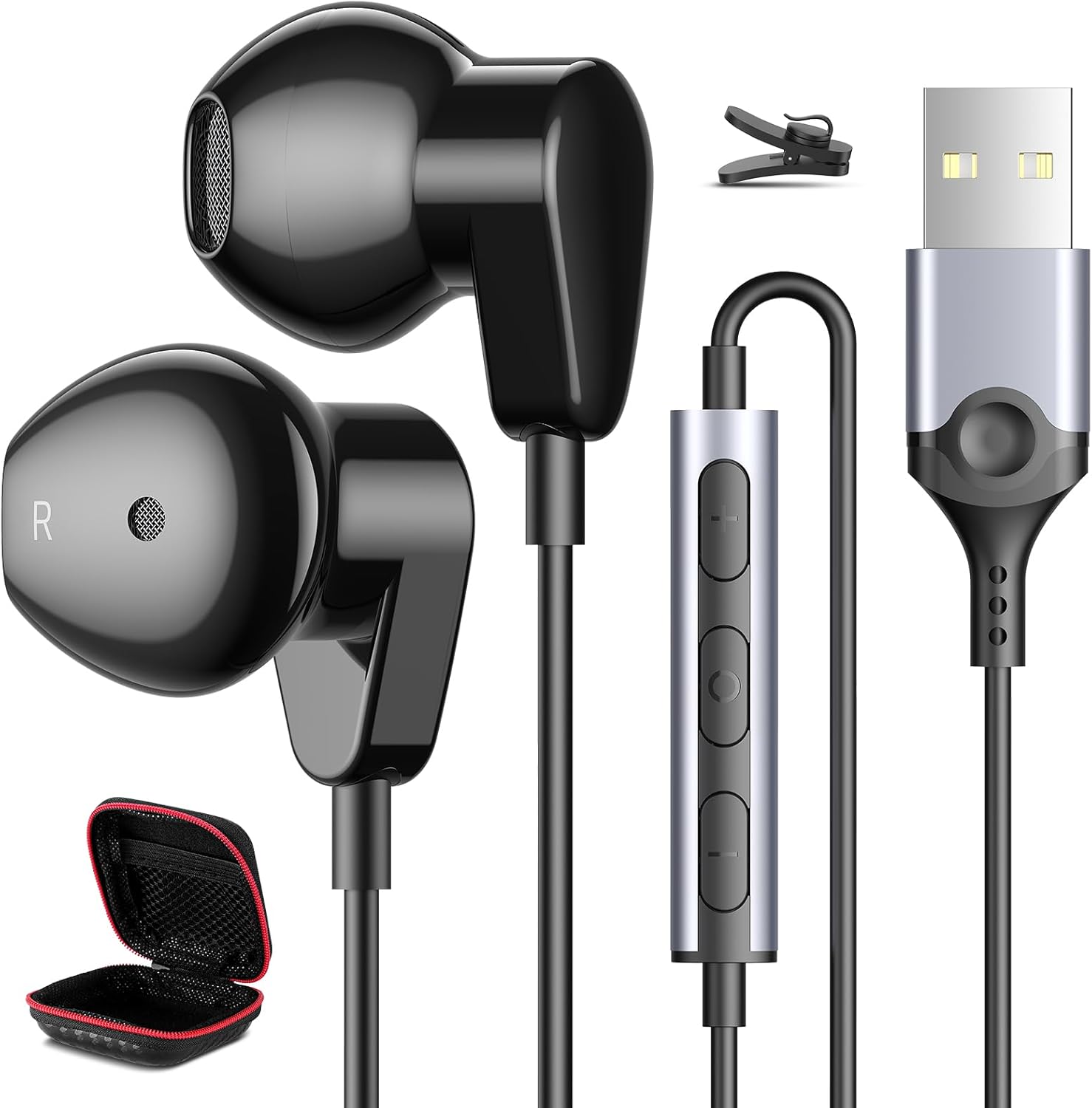 Lightweight Noise-Canceling USB Headphones with Mic for PC - HGCXING