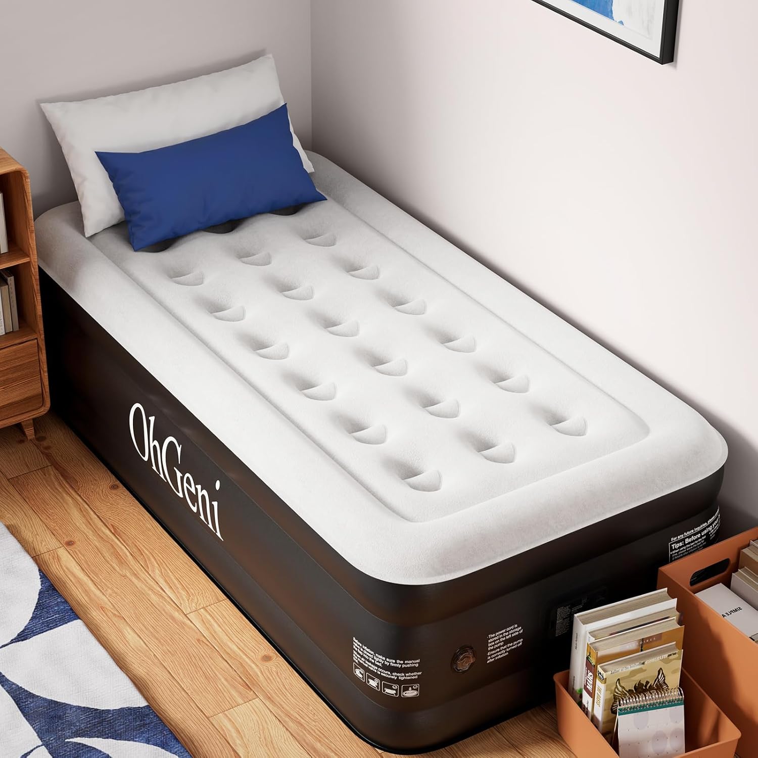 OhGeni Twin Air Mattress with Built in Pump for Comfort