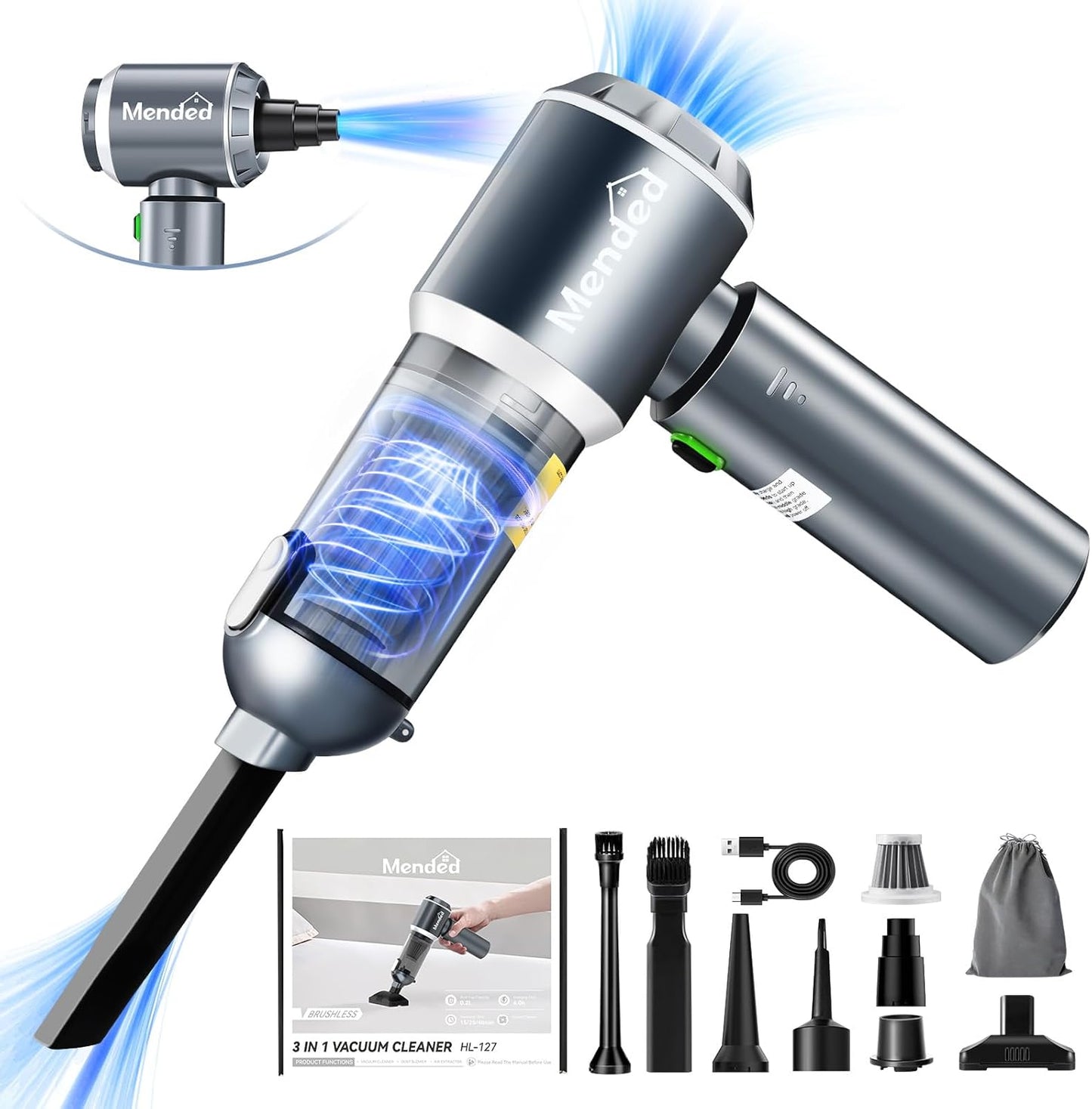 Powerful Cordless Car Vacuum - MENDED 15000PA HL127
