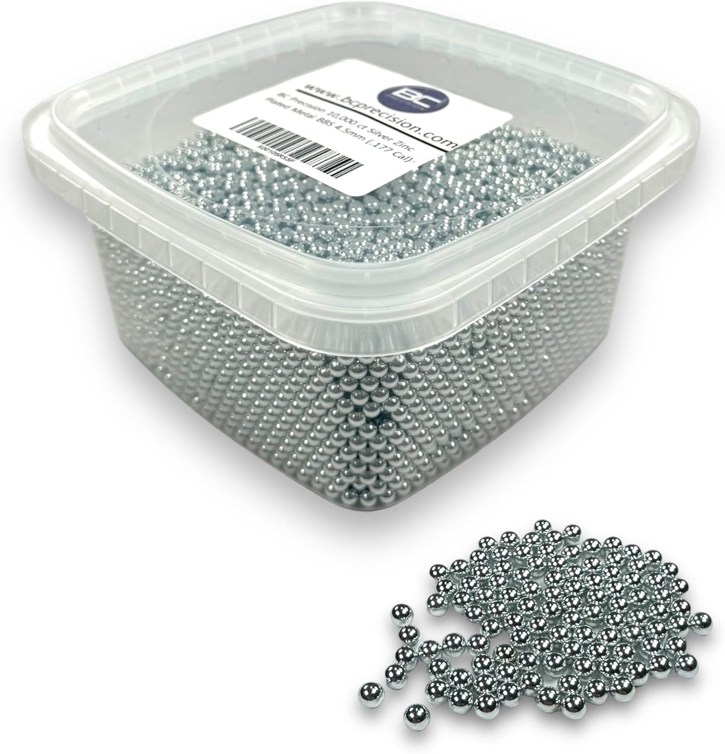 BC Precision 10,000 Bulk Silver Zinc Plated Metal BBS for Shooting