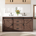 60in Farmhouse Bathroom Double Vanity Sliding Barn Door with Sink