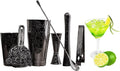 Sky Fish Black Plated Cocktail Shaker Set - 7-Piece Stainless Steel Bar Tools