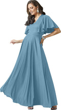 KOH KOH Womens Plus Size Pastel Blue Elegant Maxi Dress - Modest Fit