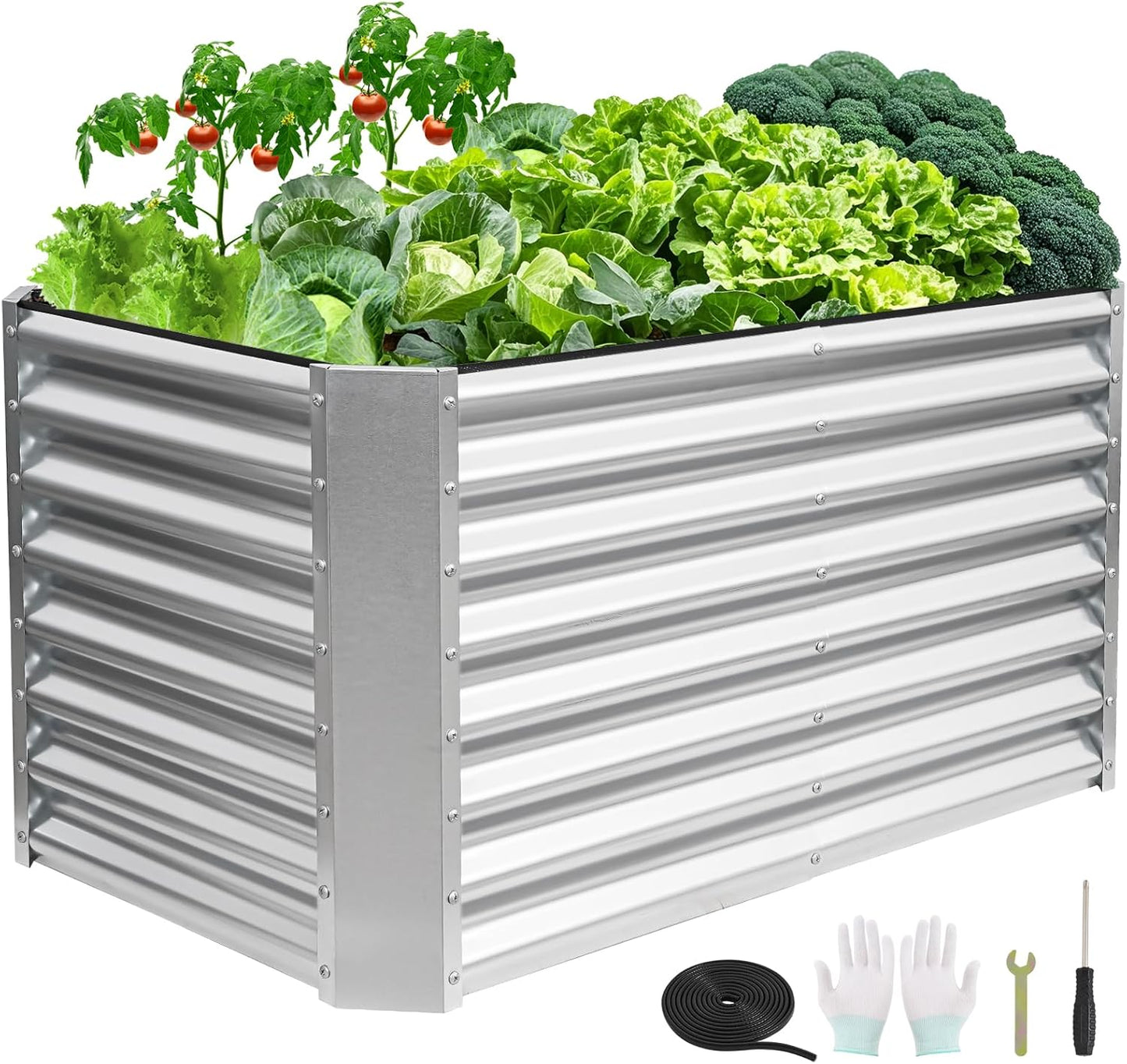 4x2x2ft Raised Garden Bed for Vegetables and Flowers - Silver