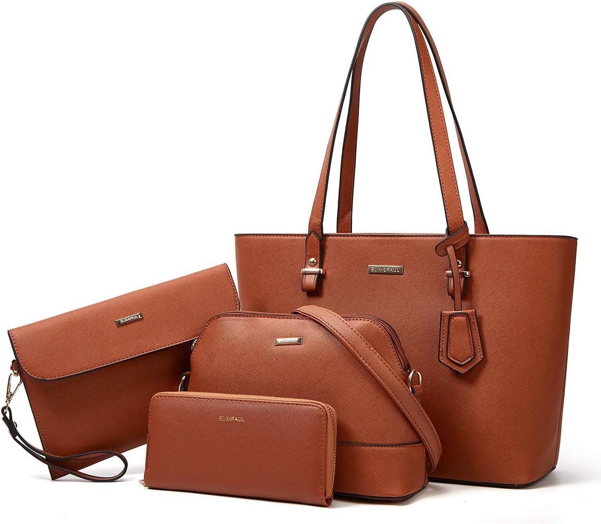 Women Fashion Synthetic Leather Handbags Tote Bag Set 4pcs