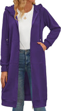 Zeagoo Long Zip Up Hooded Tunic Sweatshirt - Cozy Knee-Length Layer