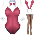 Womens Bunny Costume One Piece Bodysuit Stockings Set - Cute Senpai