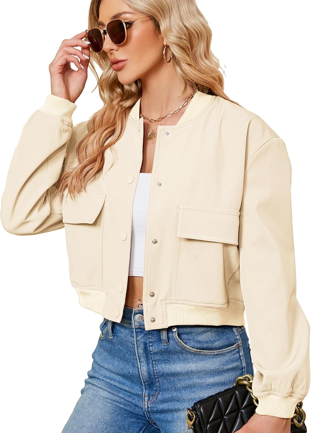 Zando Bomber Jacket Women - Stylish Cropped Casual Jacket